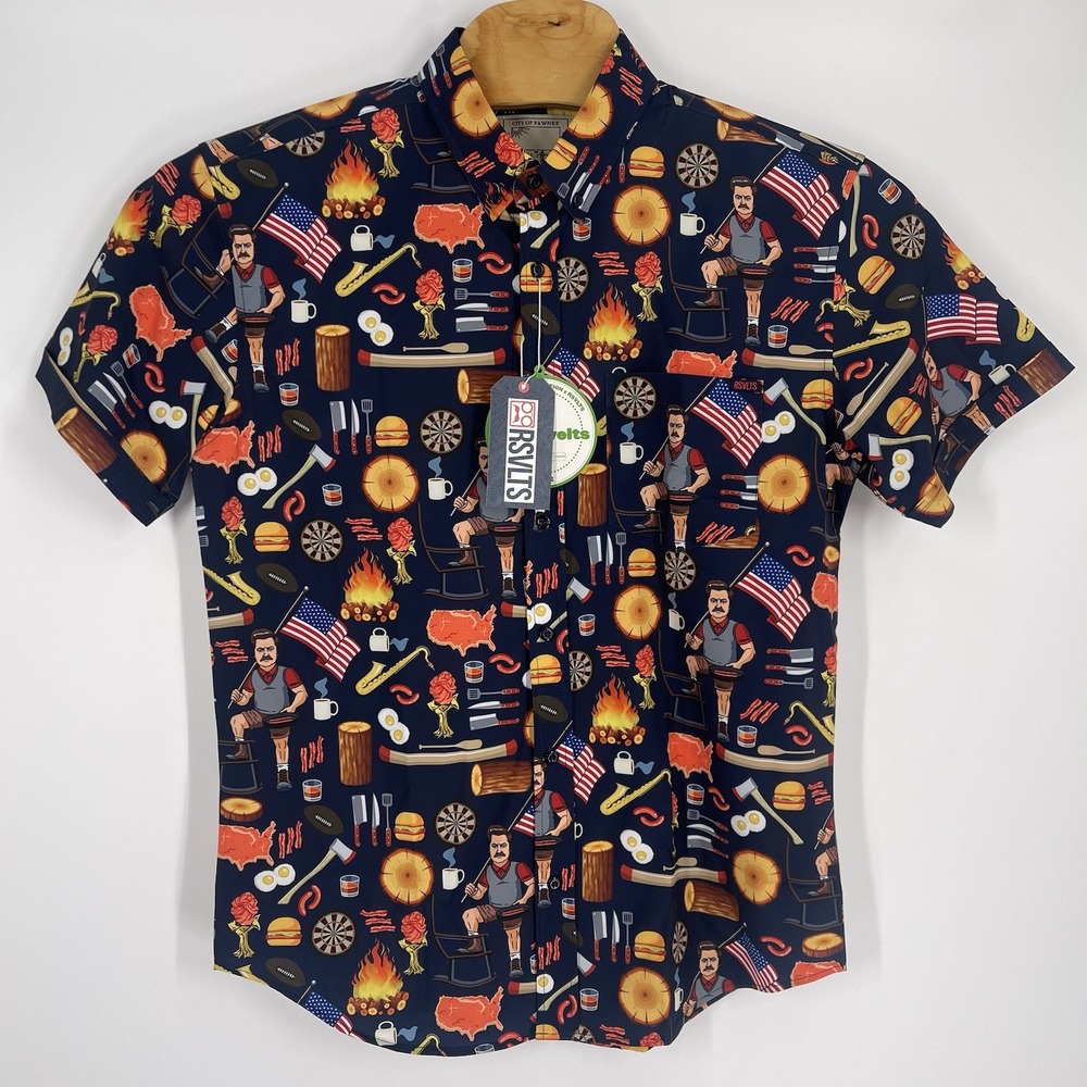 RSVLTS Ron Swanson Shirt of Greatness Mens L City of Pawnee Parks & Rec Kunuflex